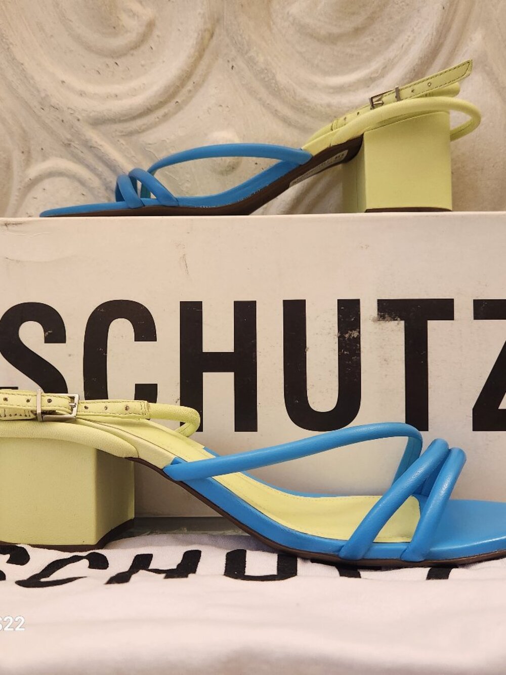 SCHUTZ "Aiyra" Multi Leather Block Heeled Sandals. NIB. Size 8.5
